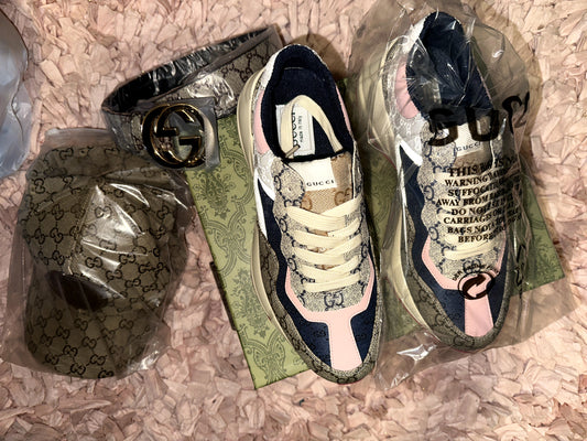 Belt, hat, purse and shoes